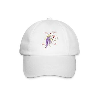 Glyzinienblüten voller Leichtigkeit, Ruhe und Zen - Baseballkappe - Weiß/Weiß - Vorne