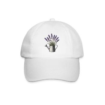 Lavendel in einer Gießkanne - Baseballkappe - Weiß/Weiß - Vorne