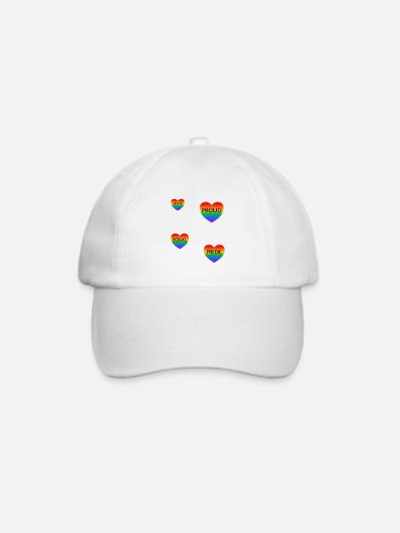 LGBT-Slogans stolz Regenbogenherzen - Baseballkappe - Weiß/Weiß