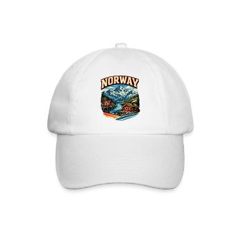 Design einer norwegischen Fjord-Berghütte - Baseballkappe - Weiß/Weiß - Vorne