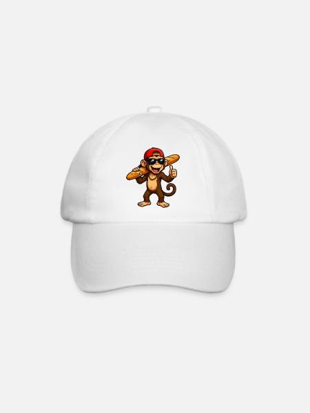 affe-baguette-cool - Baseballkappe - Weiß/Weiß