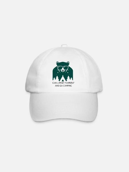 Fordere dich selbst heraus und geh campen - Baseballkappe - Weiß/Weiß