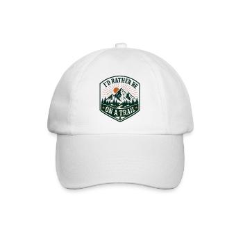 Ich wäre lieber auf einem Pfad - Baseballkappe - Weiß/Weiß - Vorne