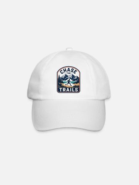 Chase the Trails Mountain Runner Abzeichen - Baseballkappe - Weiß/Weiß