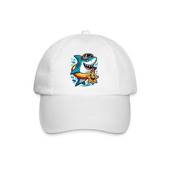 Lustiger Hai mit Seestern - Baseballkappe - Weiß/Weiß - Vorne