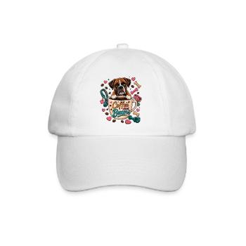 Coffee and Boxers – Boxer Hund Kaffeeliebe - Baseballkappe - Weiß/Weiß - Vorne