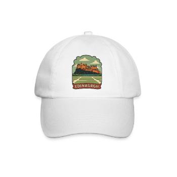 Edinburgh Castle Retro Reiseabzeichen Aufkleber - Baseballkappe - Weiß/Weiß - Vorne