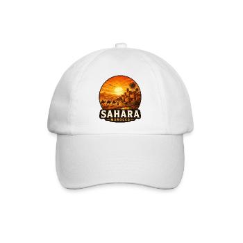 Sahara Marokko Wüste Sonnenuntergang - Baseballkappe - Weiß/Weiß - Vorne