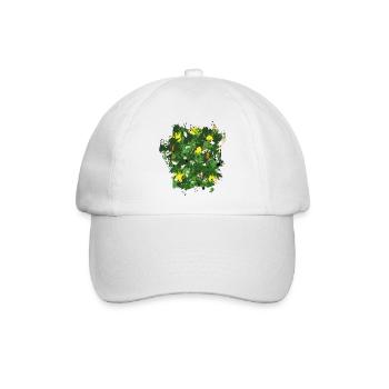  Abstraktes Natur-Blattwerk Grunge Design - Baseballkappe - Weiß/Weiß - Vorne