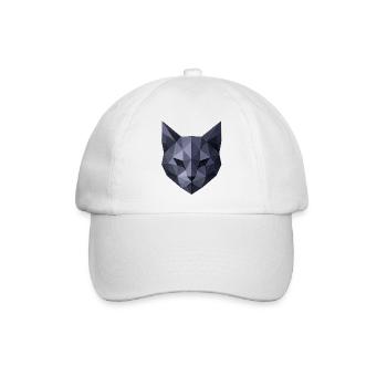 Geometrischer Katzenkopf Polygonkunst - Baseballkappe - Weiß/Weiß - Vorne