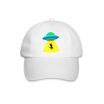 Katze wird vom UFO entführt - Baseballkappe - Weiß/Weiß - Vorne