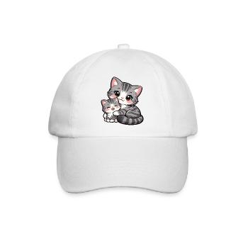 Katzenmama und ihr süßes Kätzchen kuscheln zusammen - Baseballkappe - Weiß/Weiß - Vorne