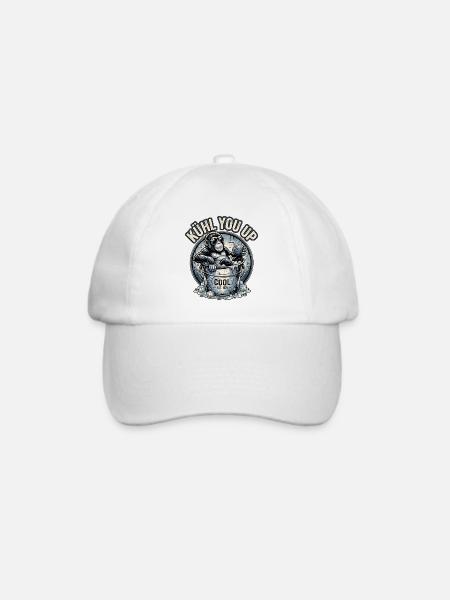 Cooler Affe Auf Eis - Baseballkappe - Weiß/Weiß