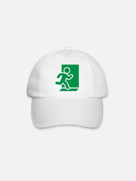 Notausgang Running Man Solid-Safety-Symbol - Baseballkappe - Weiß/Weiß