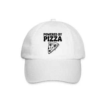 Powered by Pizza Lustiger Pizza Spruch - Baseballkappe - Weiß/Weiß - Vorne