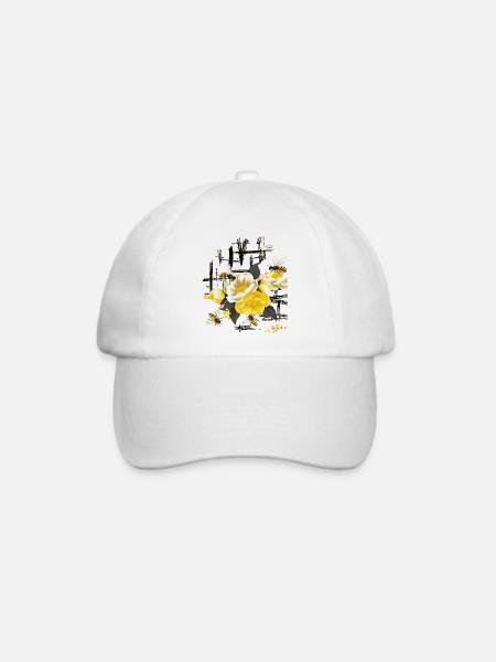 Blüten mit Bienen - Baseballkappe - Weiß/Weiß