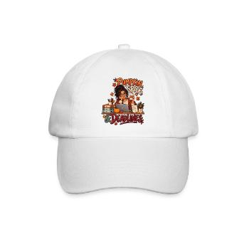 Pumpkin Spice & Deadlines – Herbstbüro - Baseballkappe - Weiß/Weiß - Vorne
