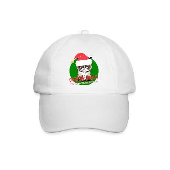 Wütende Weihnachtskatze Weihnachtsstimmung Weihnachtswortspiel - Baseballkappe - Weiß/Weiß - Vorne