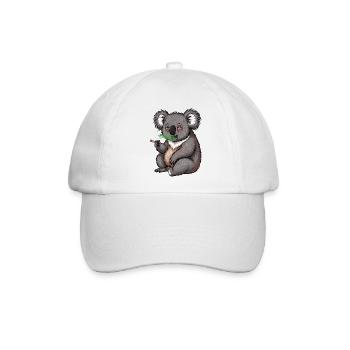 Cartoon Koala raucht Gras - Baseballkappe - Weiß/Weiß - Vorne