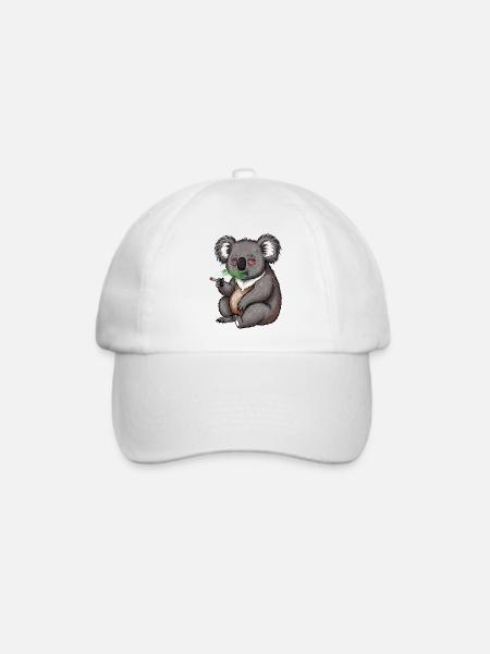 Cartoon Koala raucht Gras - Baseballkappe - Weiß/Weiß