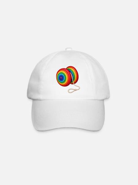 Buntes Jo-Jo – Stickmotiv Optik - Baseballkappe - Weiß/Weiß