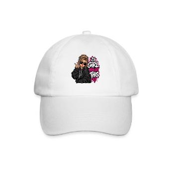 Du schaffst das Girl Power - Baseballkappe - Weiß/Weiß - Vorne