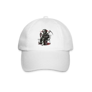 Grim Reaper Kaffee auf Bank - Baseballkappe - Weiß/Weiß - Vorne