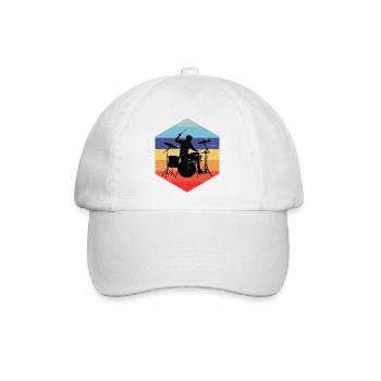 Geschenkidee für den Drummer mit Schlagzeugspielen - Baseballkappe - Weiß/Weiß - Vorne