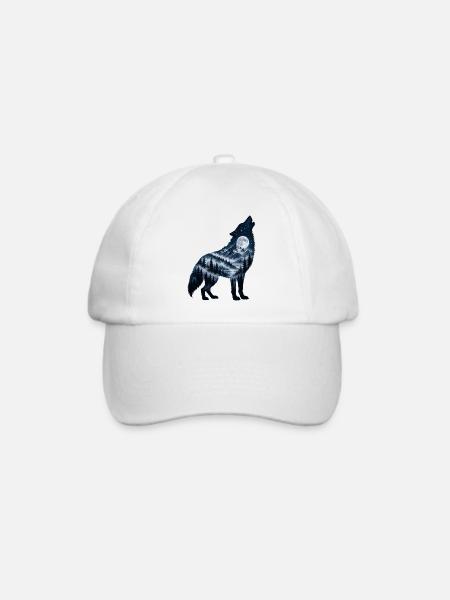 Wolf Krafttier Vollmond - Baseballkappe - Weiß/Weiß