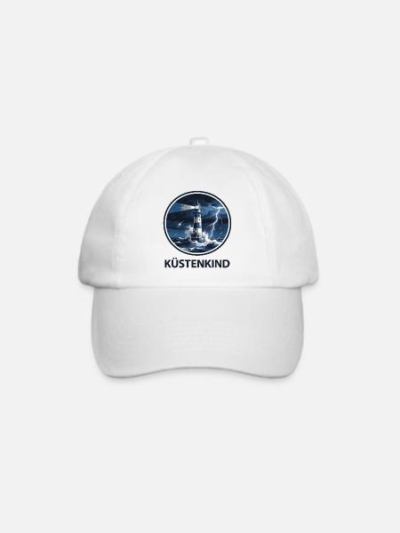 Küstenkind Leuchtturm Sturmmeer - Baseballkappe - Weiß/Weiß