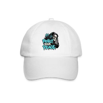 Protect Your Peace – Skull Headphones Streetwear - Baseballkappe - Weiß/Weiß - Vorne