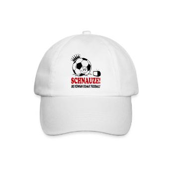 Schnauze Die Königin schaut guckt Fußball - Baseballkappe - Weiß/Weiß - Vorne