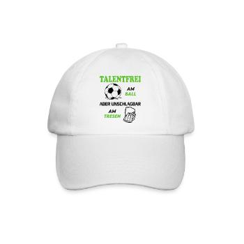 Fußball Fussball Talentfrei am Ball Tresen Bier - Baseballkappe - Weiß/Weiß - Vorne