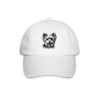 Yorkie Porträt - Baseballkappe - Weiß/Weiß - Vorne