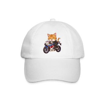 Katze auf Bike auf Motorrad  - Baseballkappe - Weiß/Weiß - Vorne