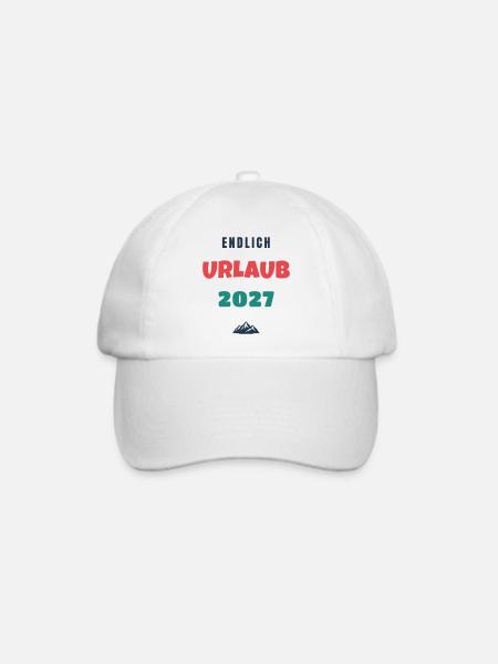 Endlich Urlaub 2027 Spruch Reise Geschenk - Baseballkappe - Weiß/Weiß