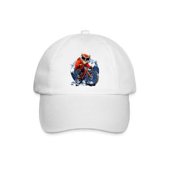 Eulen Mountainbiker / Bike Eule - Baseballkappe - Weiß/Weiß - Vorne