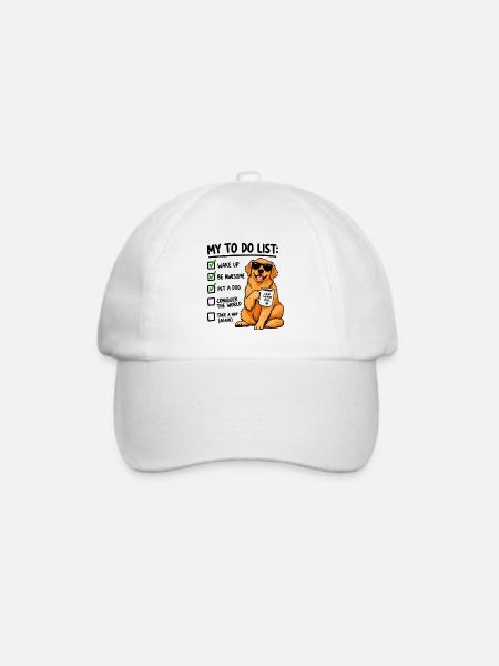 Golden Retriever To Do List – Lustiger Hund Kaffee - Baseballkappe - Weiß/Weiß