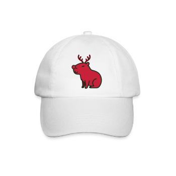 Rotes Rentier Weihnachten Icon - Baseballkappe - Weiß/Weiß - Vorne