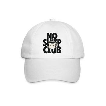 No Sleep Club – Müde Kaffeetasse - Baseballkappe - Weiß/Weiß - Vorne