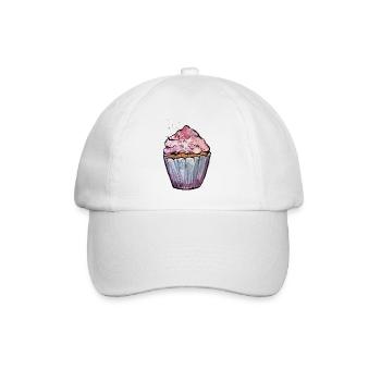 Rosa Aquarell Cupcake - Baseballkappe - Weiß/Weiß - Vorne