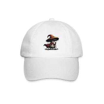Pilz Zauberer mit Umhang - Baseballkappe - Weiß/Weiß - Vorne