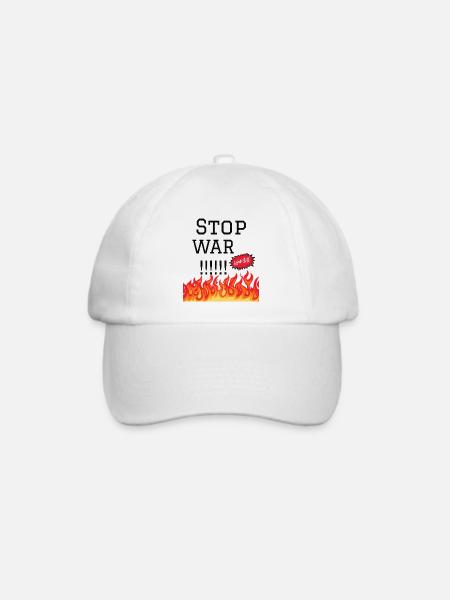 Stop War Flames Protest-Design - Baseballkappe - Weiß/Weiß