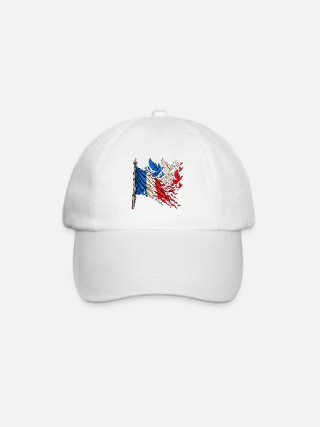 Frankreich Flagge Freiheit & Frieden – Tauben - Baseballkappe - Weiß/Weiß
