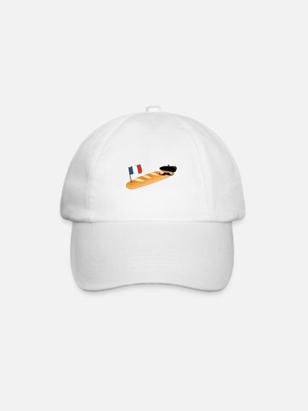 Französisches Baguette - Lustiges Essen - Baseballkappe - Weiß/Weiß
