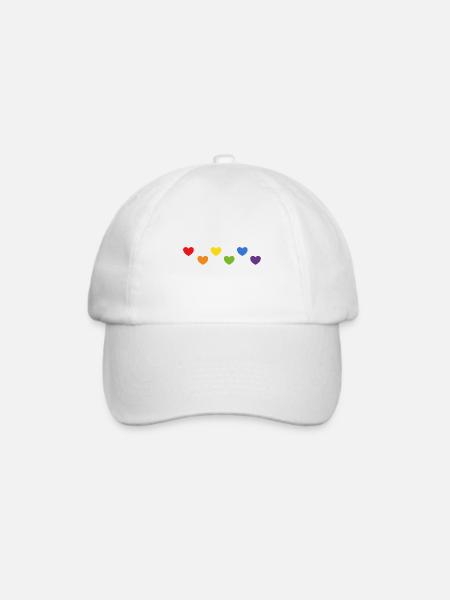 Regenbogenherzen, LGBTQ, LGBT, Gay Pride - Baseballkappe - Weiß/Weiß