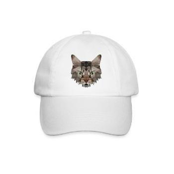 Polygon Katze Artwork - Handmade design - Baseballkappe - Weiß/Weiß - Vorne