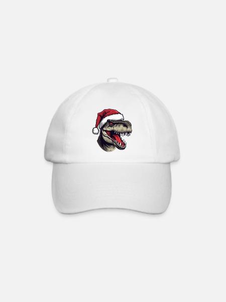 Dinosaurier Weihnachten Tier Kopf - Baseballkappe - Weiß/Weiß