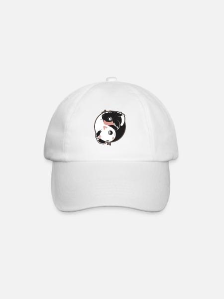 Yin Yang Katze Hund schwarz-weiß - Geschenkidee - Baseballkappe - Weiß/Weiß