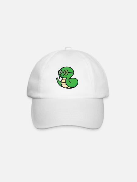 Brillenschlange Nasenfahrrad Reptil Comic - Baseballkappe - Weiß/Weiß